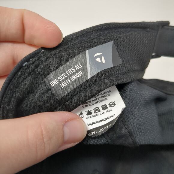 TaylorMade Strapback Baseball Cap Black One Size Adjustable Embroidered Poly - Picture 9 of 10